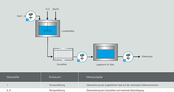 Bestimmung der Salzkonzentration mit dem LiquiSonic® Messsystem und anschließender Elektrolyse