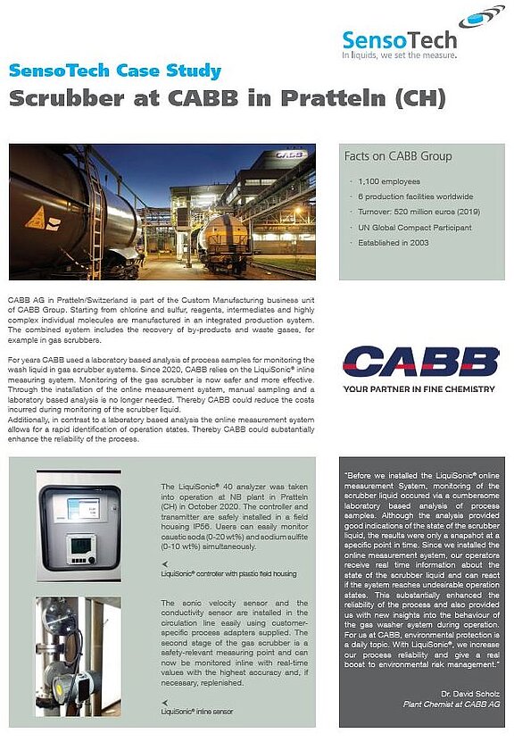 Überwachung der Waschflüssigkeit bei CABB mit LiquiSonic®