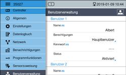 User management configuration, Controller, Liquisonic