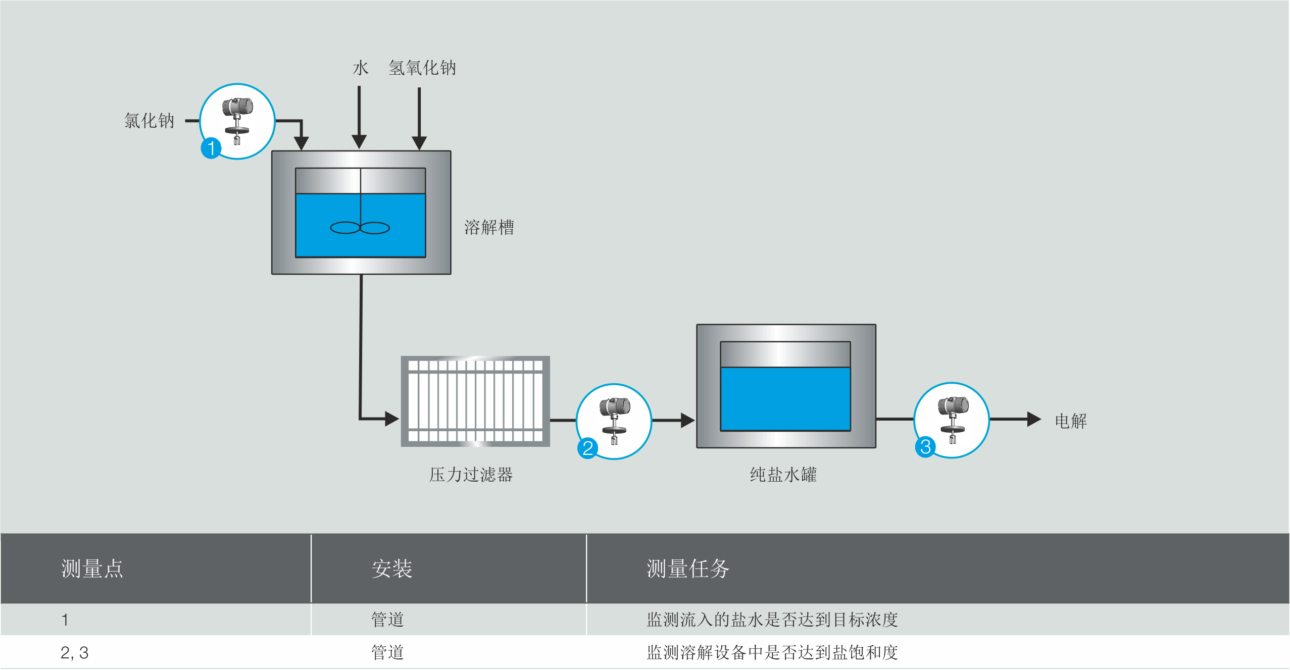 用Liquisonic®测量系统和随后的电解确定盐浓度